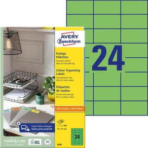Avery Zweckform 3450 universele etiketten A4 70 x 37 mm groen (2.400 etiketten)