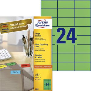 Avery Zweckform - 3450 - Etiketten - Groen - 70x37mm - 2400 Stuks