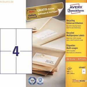 Etiket avery lr3483 105x148mm a6 wit 400stuks