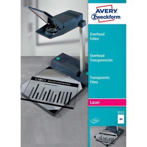 Avery-Zweckform OHP Laserfolie 3552 Folie voor overheadprojectoren DIN A4 Laser (zwart/wit), Kopiëren (zwart/wit) Trans