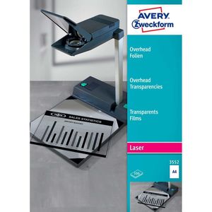 Avery Zweckform 3552 A4 overheadprojectorfolie voor printers en laserkopieerapparaten, 100 vellen
