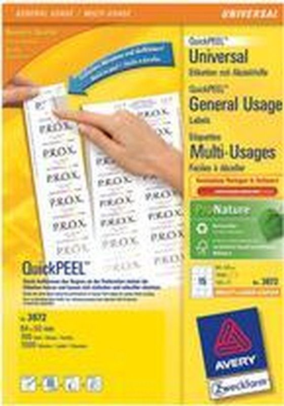Avery Zweckform Universal-Etiketten ultragrip 64x50 mm VE=1.500 Etiket