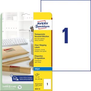 25 AVERY Zweckform Folien-Versandetiketten J8567-25 transparent 210,0 x 297,0 mm