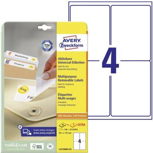 Avery-Zweckform Universele etiketten L4733REV-25 (),Wit, Rechthoek, Afgeronde hoeken, 120 stuk(s), Weer verwijderbaar