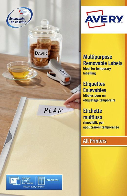 Avery - Afneembare Etiketten - Wit - 99,1 x 139,0 mm - Zelfklevend