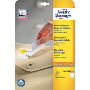 AVERY Zweckform universele etiketten formaat 199,6 x 143,5 mm 50 etiketten. 30 Blatt wit