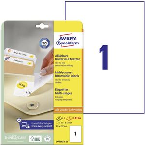 Huismerk Avery L4735REV-25 Afneembare Etiket 210x297