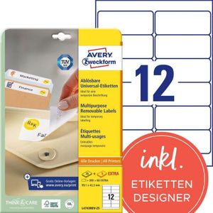 360 AVERY Zweckform Etiketten L4743REV-25 weiß 99,1 x 42,3 mm
