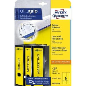 Avery Zweckform Ordnerrückenschilder 38x297mm selbstklebend VE=100 Stü