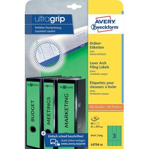 Avery Ordnerrugetiketten Zweckform 29,7 X 61 Mm Groen 60 Stuks