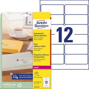 Adressetikett QuickPEELT 99,1 x 42,3 mm (b x h) Polyester transparent 300 Etik./Pack.