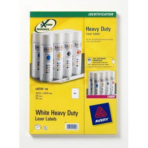 AVERY Zweckform wit labels Heavy Duty voor drukarek laserowych 210x297mm 20 arkuszy (L4775-20)