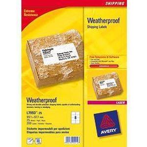 Avery L7993-25 weerbestendige etiketten A4 99,1 x 67,7 mm wit (200 etiketten)