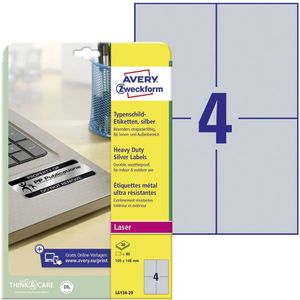 Avery Zweckform Typenschild-Etiketten 105 x 148mm silber VE=80 Stück