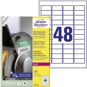 Avery Zweckform Etiketten ultraresistent 45,7 x 21,2mm weiß VE=1920 St