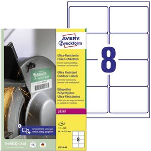Avery-Zweckform L7914-40 Etiketten 99.1 x 67.7 mm Polyethyleen folie Wit 320 stuk(s) Permanent Universele etiketten