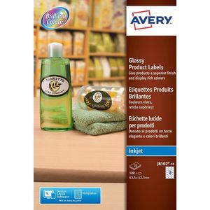 Avery J8102-10 Ovaal Etiket 63.5x42.3mm Wit - 180 etiketten