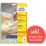 AVERY Zweckform L6025REV-25 Etiketten - Wit - 450 Plus 90 Zelfklevende Stickers - Verwijderbaar
