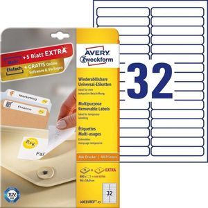 AVERY Zweckform Etiketten L6031REV-25 weiß 96,0 x 16,9 mm