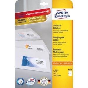 10 AVERY Zweckform Etiketten 6125 weiß 210,0 x 297,0 mm