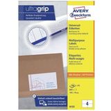 Avery Universele etiketten 105 x 74 mm, wit, Inkjetprinter, Laserprinter, Kopieerapparaat, permanent klevend 6133