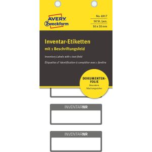 50 AVERY Zweckform Inventaretiketten 6917 schwarz 50,0 x 20,0 mm