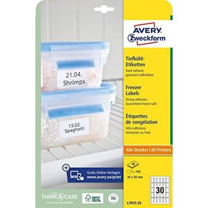 Avery diepvries-etiketten, 30 x 50 mm, wit