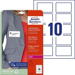 Avery L4785-20, Weiß, Abgerundetes Rechteck, Entfernbar, DIN A4, 120 g/m², Laser/Inkjet