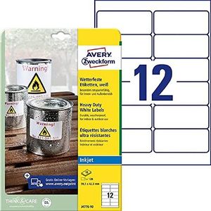 AVERY Zweckform J4776-10 - Weerbestendige Folieetiketten - Wit - 120 Stickers - 99,1 x 42,3 mm op A4