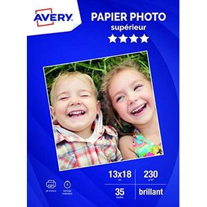 Avery – 35 vellen fotopapier 230 g/m2, glanzend, formaat 13 x 18 cm, inkjetprint,