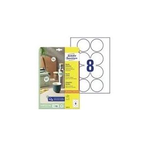 AVERY Zweckform 6228-10 ronde etiketten (80 plakpunten, Ø69 mm op A4, ronde stickers om te bedrukken, zelfklevende productetiketten, permanent hechtende jametiketten), 10 vellen, wit