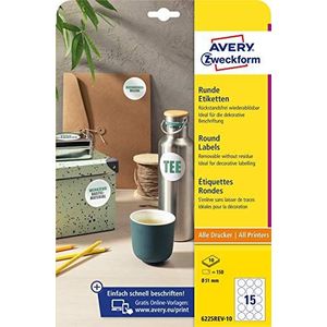 AVERY markeringspunten, rond 51 mm, 10 vel A4, verwijderbaar, wit