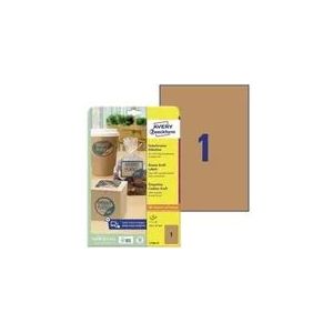 AVERY Zweckform Naturbraune Etiketten, 210 x 297 mm Kraftpapier aus 100% Recycling-Material, permanent haftend - 1 Stück (L7109-25)
