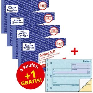 Avery Zweckform Quittungsbuch A6 Querformat inkl. Mwst. - 4 + 1 Gratis