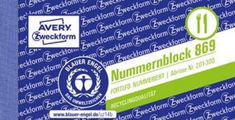 Avery Zweckform Nummernblock Kompaktblock fortlaufend nummeriert 10 Bl