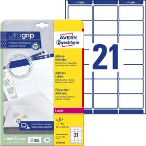 Avery L7160-40, Weiß, Laser, 63.5 x 38.1mm, 840 Stück(e), 40 Blätter