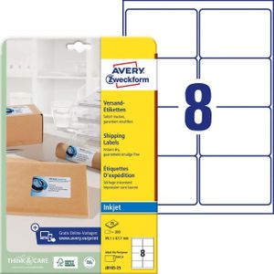 200 AVERY Zweckform Versandetiketten J8165-25 weiß 99,1 x 67,7 mm