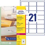 Avery Zweckform L7560-25 transparante etiketten 63,5 x 38,1 mm (525 etiketten)