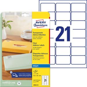 AVERY Zweckform Transparante adresetiketten, 63,5 x 38,1mm