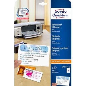 Avery - C32254-25 - Indexkaarten - Wit - 200 Stuks - 185 g/m²