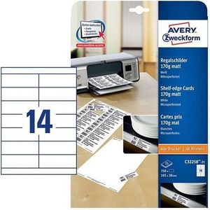 AVERY Zweckform C32258-25 plankborden (105 x 38 mm, gecoat, mat, 25 vellen)