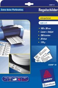 AVERY Zweckform C32258-25 Plankborden - Wit - 105 x 38 mm - 25 Vellen