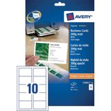 Avery - C32011-10 - Visitekaartjes - Wit - 200gr - 100 Stuks - Matte Afwerking - Enkelzijdig Bedrukbaar