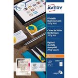 Avery - C32011-10 - Visitekaartjes - Wit - 200gr - 100 Stuks - Matte Afwerking - Enkelzijdig Bedrukbaar