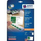 Avery - C32011-10 - Visitekaartjes - Wit - 200gr - 100 Stuks - Matte Afwerking - Enkelzijdig Bedrukbaar