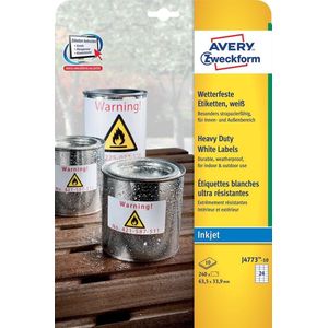 Avery weerbestendige etiketten  635 x 339 mm (b x h) 24 etiketten per blad 240 etiketten per doos