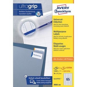 Universaletikett ultragrip 38 x 21,2 mm (b x h) nicht wieder ablösbar Papier weiß 14.300 Etik./Pack.