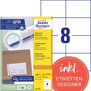 AVERY Zweckform Universal-Etiketten 3427-200, ultragrip, 105 x 74 mm, DP INTERNETMARKE geeignet