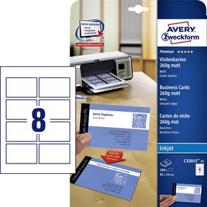 AVERY visitekaarten voor inkjet Quick&Clean  mat, 200 kaartjes, 260 g/m²