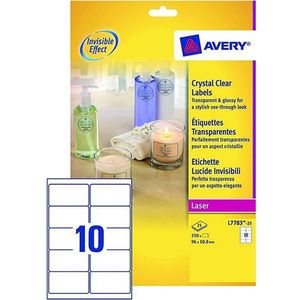 Avery Zweckform L7783-25 crystal clear etiketten 96 x 50,8 mm (250 etiketten)